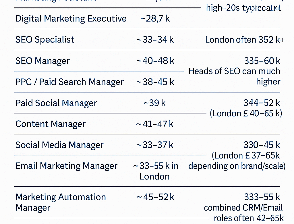 UK Digital Marketing Salaries in 2025